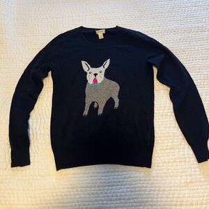 J. Crew Black Sweater with Dog Design